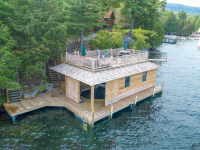 Sundeck style boathouse with pile dock foundation - Lake George NY
