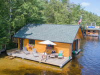 Boathouse with pile dock foundation - Upper Saranac Lake NY