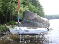 Small craft lift customized to accommodate a sailboat