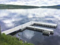 U-shaped 2000 series Connect-a-Dock system with Yakport and Dock Doctors aluminum ramp as a shore connection.