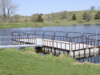 Fishing or viewing platform with modular floating docks