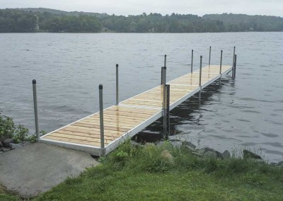 Standard duty leg docks with cedar decking and vertical fenders
