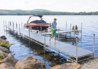 Our heavy duty steel truss leg docks with NyloDeck® decking