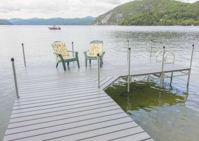 Our heavy duty steel truss leg docks with NyloDeck® decking on Lake George