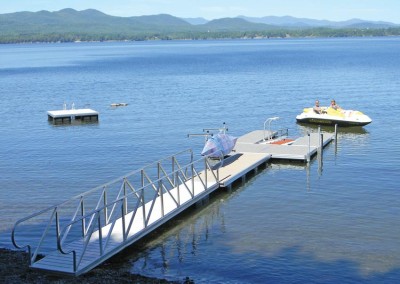 Dock & Launch connected to aluminum floating dock and gangway
