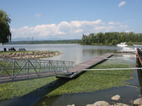 Heavy duty aluminum floating dock, gangway & stiff-arm anchoring for public canoe & kayak launch - City of Hudson, NY