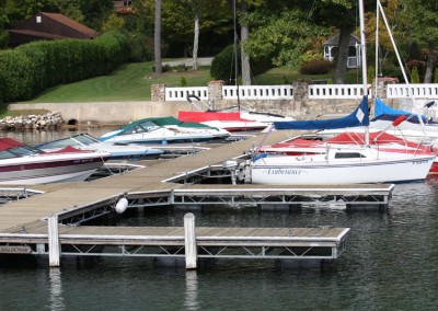 Floating docks at a homeowners association on Lake George, NY