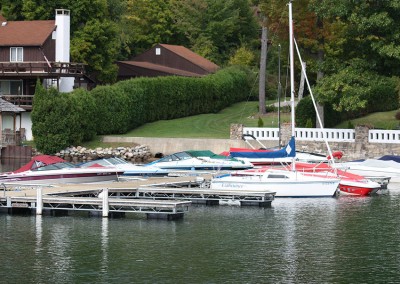 Floating docks at a homeowners association on Lake George, NY