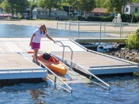 Commercial floating kayak launch dock