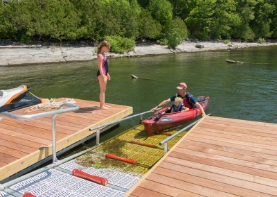 Kayak launch integrated into the floating dock system