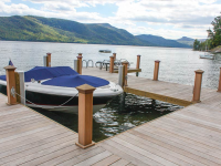 Pile Dock with cedar post covers, Silver Bay, Lake George, NY