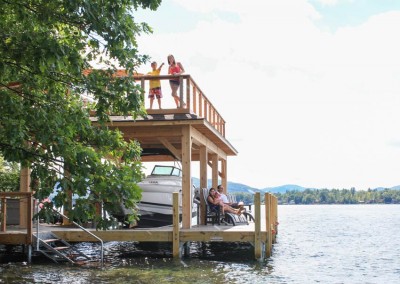 Pile dock as a foundation for a boathouse with a sundeck - Queensbury, NY