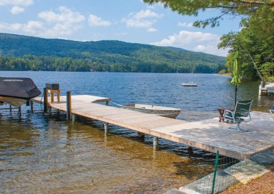 Pile dock with piles cut below the decking - Lake Rescue, VT