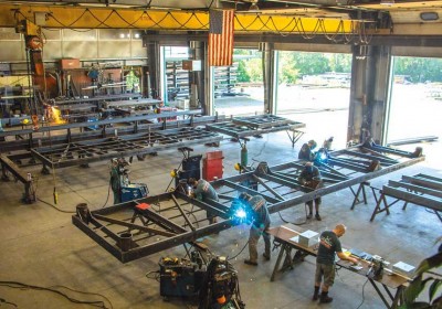 Pile dock being manufactured in our  25,000 square foot facility in Ferrisburgh, VT. 