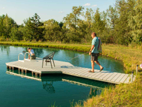 4' x 20' pond dock with WearDeck decking in Barefoot Grey