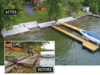 100’ long concrete seawall and patio repair on Lake George, including a new concrete boat ramp and stairs.