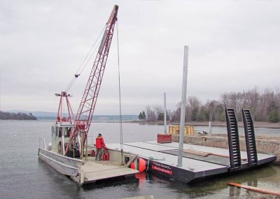 Our sectional barge allows us to access properties from the water that have no shoreline access