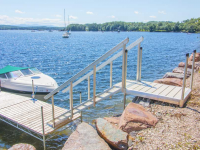 Aluminum beach stairs for a rocky shoreline