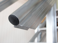 Rounded aluminum handrails are comfortable on the hands