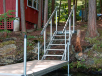 Aluminum stairs accessing our aluminum leg docks