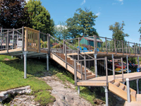 Steel stair system at a waterfront resort. - Twin Birches, Lake George, NY