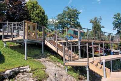 Steel stair system at a waterfront resort. - Twin Birches, Lake George, NY