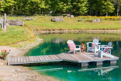 4' x 20' pond dock with galvanized steel frame and cedar decking