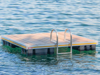 8' x 8' aluminum swim float with cedar decking
