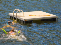 Aluminum swim raft with composite decking