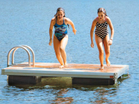 8' x 8' aluminum swim float with cedar decking