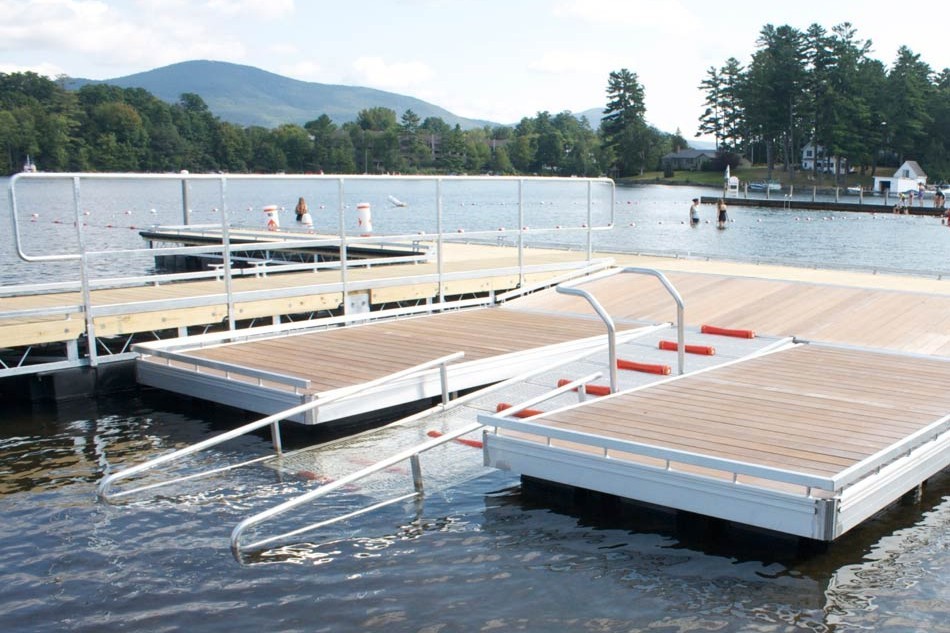 ADA accessible kayak launch and floating commercial dock system