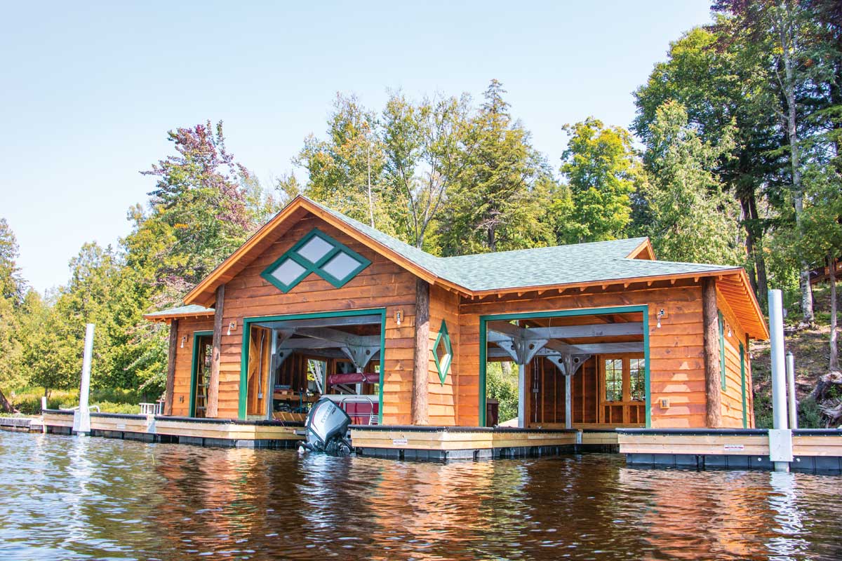 Floating boathouse foundations by The Dock Doctors â€