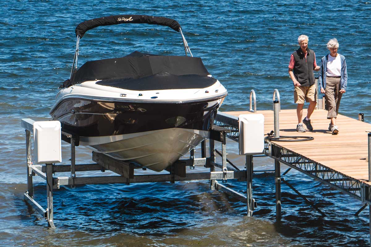 Vertical boat lift for boats from 6,000 to 32,000 lbs — The Dock Doctors
