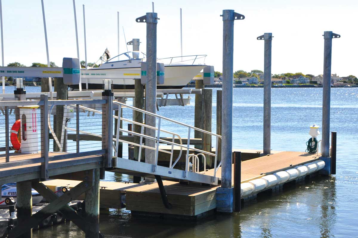 Custom designed steel truss floating docks for tidal 